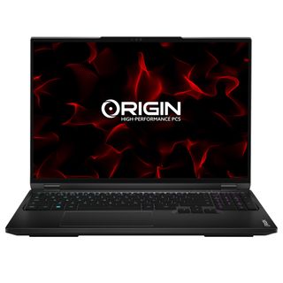 Front view of an open black laptop with glowing, red wavy lines on the screen and the words 