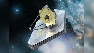 An illustration of the James Webb Space Telescope