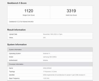 Samsung Galaxy S21 Geekbench 5 result