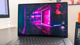 ASUS ROG Zephyrus G16 running Cyberpunk 2077.