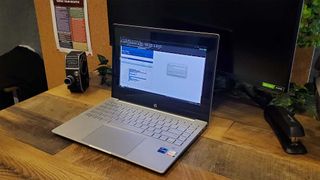 An HP Pavilion Plus 14 on a desk