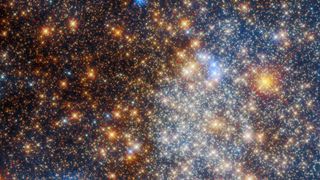 a huge cluster of stars in space, infinitely dense.