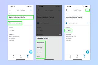 A screenshot showing how to set up your Echo dot to detect your baby crying and play lullabies