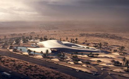 Zaha Hadid&#039;s sweeping design for Bee&#039;ah&#039;s headquarters rises from the desert