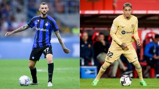 Marcelo Brozovic och Raphinha i Inter respektive Barcelona