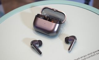 a photo of the Galaxy Buds 3 Pro in silver