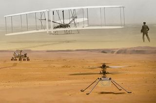 NASA’s Ingenuity Mars helicopter will attempt to be the first powered aircraft to take flight on another planet carrying with it a piece of fabric from the Wright brothers' 1903 Flyer, the first successful heavier-than-air powered aircraft.