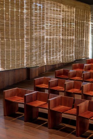 timber furniture in museum of amazonian science