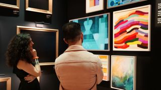 Samsung The Frame TVs displaying artwork in gallery