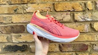 Person holding the Asics Gel Nimbus 25