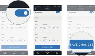 Turn on Scheduled, then tap Edit, then change the times, then tap Save Changes