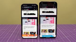 Google Pixel 9 Pro and Pixel 9 Pro XL side by side with TechRadar.com on screen