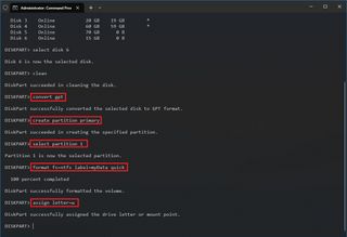 DiskPart format GPT partition