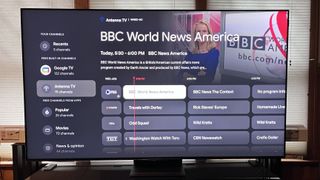 TCL QM581G live TV guide screen