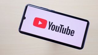 YouTube logo on mobile screen