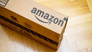 Cardboard box with Amazon logo