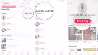 Tap See All, tap friend's name, tap Follow