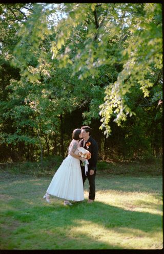 Bride in Molly Goddard wedding dress