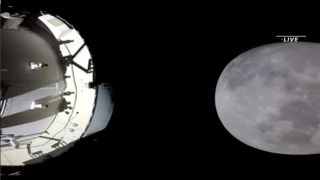 A view of the moon from NASA's Artemis 1 Orion spacecraft as it approaches its final close flyby of the lunar surface on Dec. 5, 2022.