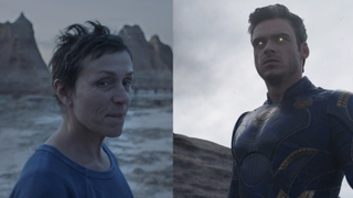 Frances McDormand in Nomadland and Richard Madden in Eternals