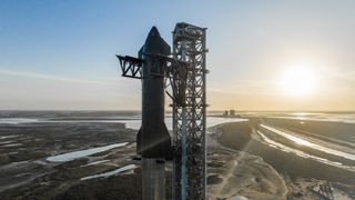 SpaceX's Starship on the launch pad at Starbase on March 18, 2022.