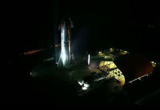 An aerial view of SpaceX's Starship Mk1 prototype, seen during Elon Musk's Starship update in South Texas on Sept. 28, 2019.