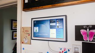 Amazon Echo Show 15 displayed on wall