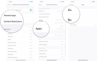 Tap Content Restrictions, tap Apps, tap highest rating