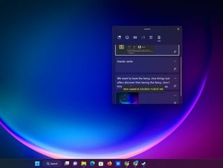Windows 11 clipboard history in action