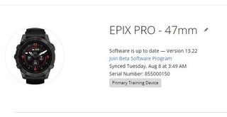 Garmin Epix Pro listng on Garmin Connect