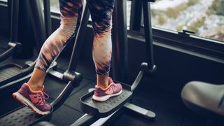 A photo of feet running on the elliptical