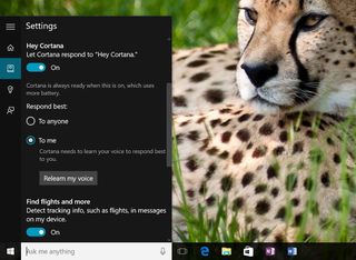 Hey Cortana settings