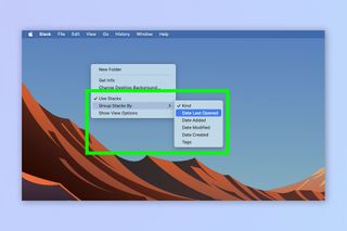 A screenshot showing how to use desktop stacks on Mac