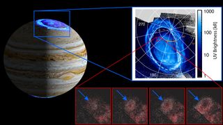 Data from NASA's Juno spacecraft revealed faint aurora features likely triggered by charged particles coming from the edge of Jupiter's massive magnetosphere.