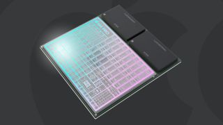 3D render of the Apple M4 Pro processor with wafer glowing above the chip - Image is a part of the Laptop Mag Silicon Survey 2025 special issue.