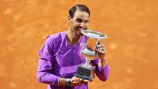 Rafa Nadal with the Italian Open trophy