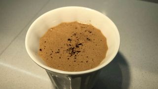 A cup of hot chocolate made by the Hotel Chocolat Velvetiser