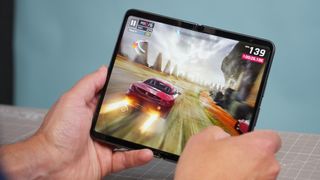 Google Pixel Fold playing Asphalt 9