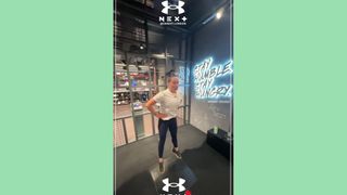 Sam jumping while wearing the Under Armour Flow Dynamic training shoe at the UA Next Academy