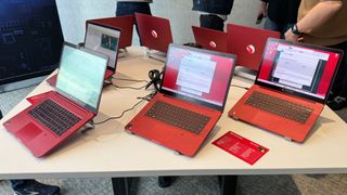 Red reference laptops running Qualcomm Snapdragon X Elite