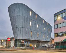 exterior at dusk of F51, Folkestone's new skate park