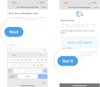 Setting Up 2FA With Text In Twitter In iOS 15: Tap next and then tap got it.