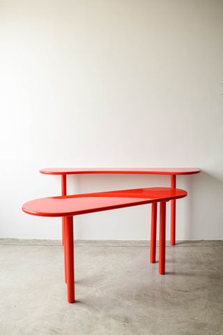 red tables