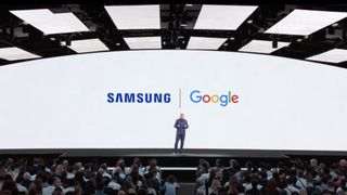 Google&#039;s Rick Osterloh on stage at Galaxy Unpacked JUly 2024 