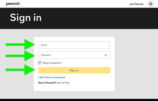 how to cancel a peacock subscription step 3: sign in