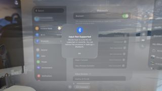 A screenshot showing Bluetooth settings on the Apple Vision Pro
