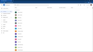 Screenshot showing the Google Contacts homepage