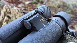 Close up view of the binocular focus wheel