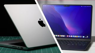 A MacBook Pro and a MacBook Air sitting on a table