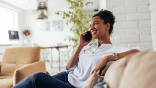 A woman on the phone